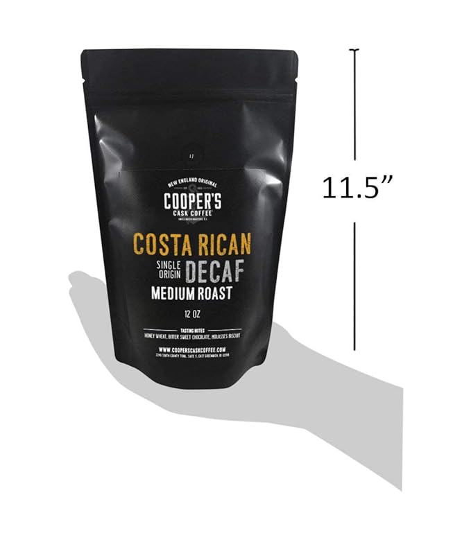 Decaf Costa Rican Coffee Medium Roast, Swiss Water Processed Decaffeinated - 12oz Bag