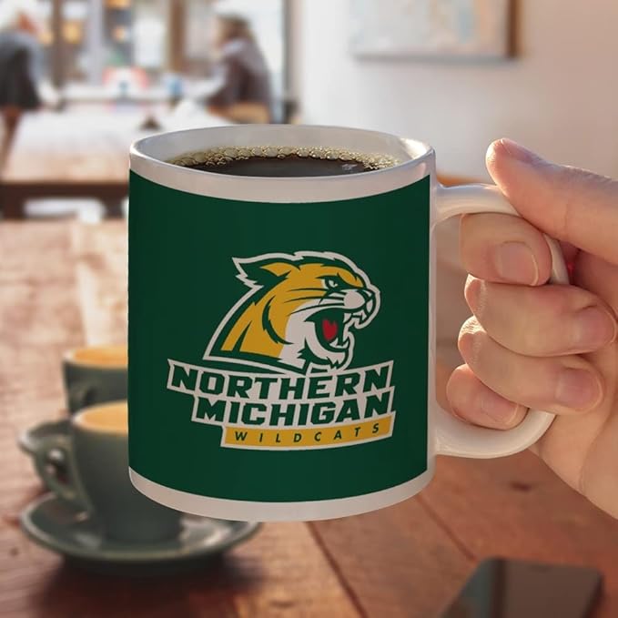 Northern Michigan Wildcats Logo Ceramic Coffee Mug, Novelty Gift Mugs for Coffee, Tea and Hot Drinks, 11oz, White