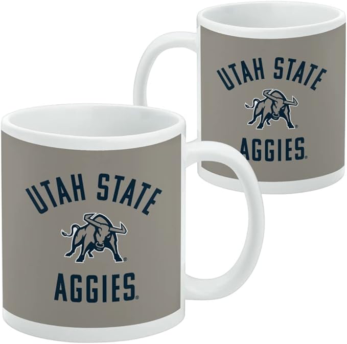 Utah State University Aggies Logo Ceramic Coffee Mug, Novelty Gift Mugs for Coffee, Tea and Hot Drinks, 11oz, White