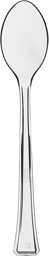 Mini Dessert Spoons - Bulk Pack of 100 Clear Disposable 4 Inch Plastic Appetizer Spoons - Real Flatware Look - Bpa Free - Food Safe