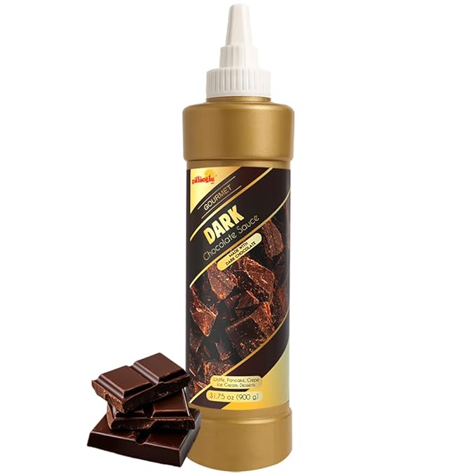 Gulluoglu Topping Sauce – Dark Chocolate Dessert Sauce, 30.42 fl oz 900g | Squueze Bottle | Perfect for Ice Cream, Cakes & Coffee, Topping (3 pack, Dark Chocolate)