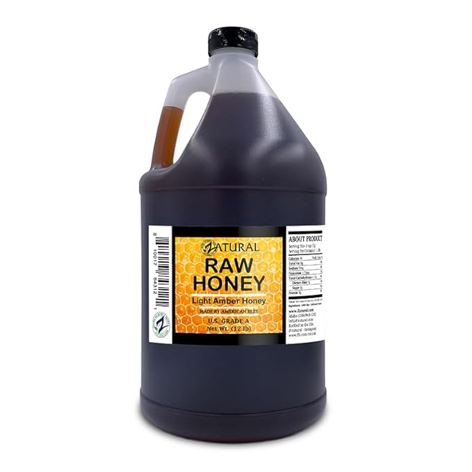 Zatural 100% Pure Natural Honey | Premium Unfiltered Sweetener & Food Ingredient | Ideal for Beverages, Baking & Culinary Use ~1 Gallon (12 Pounds)