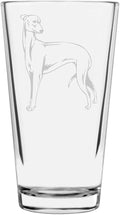 Greyhound Dog Themed Etched All Purpose 16oz Pint Glass