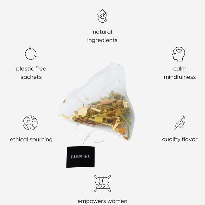 Tahmina Saffron Immunity Caffeine Free Tea: Calming Turmeric and Ginger with Afghan Saffron, 12 Biodegradable Pyramid Tea Bags, Makes 36 Cups of Tea (1 Pack)