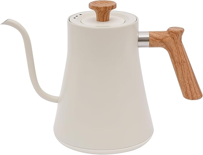 Gooseneck Electric Kettle,Electric Kettle with ±1℉ Precise Temperature Control,0.24 Gal Electric Gooseneck Kettle for Pour Over Coffee & Tea (White)