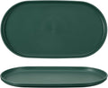 uxcell 2Pcs Fast Food Serving Trays, 12x6.6 Oval Reusable Restaurant Serving Trays for Kitchen Restaurant Coffee Fruit Burger Lunch Dessert, Dark Green