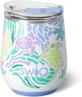 Swig Life 12oz Wine Tumbler with Lid, Stainless Steel, Dishwasher Safe, Portable, Triple Insulated Wine Tumbler (Sea Swirl)
