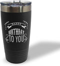 Style In Print Stainless-Steel Engraved Travel Mug Tumbler Happy Birthday to You A Alphabet & Monograms Birthday Insulated Thermal Coffee Cup Black 20 Oz, ETUMB_KHGS087_B20