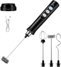 Milk Frother Handheld, atolla USB Rechargeable Electric Foam Maker with 3 Heads, 3 Adjustable Speeds Mini Milk Foamer for Latte, Cappuccino, Coffee, Hot Chocolate, Matcha