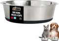 GORILLA GRIP Dog Bowl, Holds 4 Cups (32 fl oz), Heavy Duty Metal Food and Water Bowl for Feeding Dogs and Cats, Easy Clean, Dishwasher Safe, Rust Resistant Stainless Steel, BPA Free Rubber Base, Black