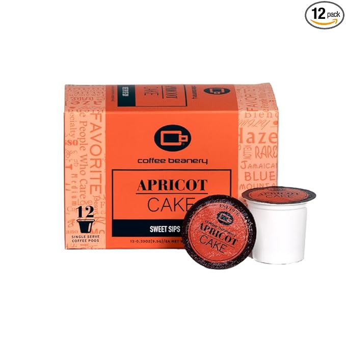 Apricot Cake Coffee Pods by Coffee Beanery | 12ct Flavored Coffee Pods Medium Roast Coffee Pods| 100% Specialty Arabica Coffee| Gourmet Coffee Pods
