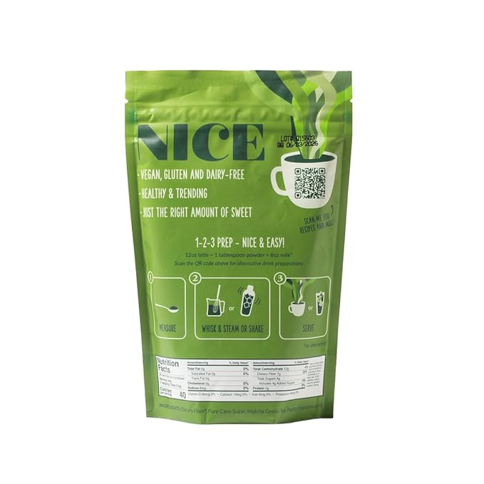 Two Leaves and a Bud Nice Matcha Latte Blend (36 Servings), Japanese Matcha Green Tea Powder, 1 Resealable Bag, 1.1lb (500g)