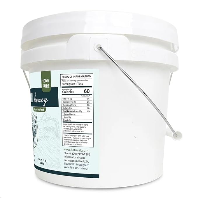 Zatural 100% Pure Natural Honey | Premium Unfiltered Sweetener & Food Ingredient | Ideal for Beverages, Baking & Culinary Use ~1 Gallon (12 Pounds)