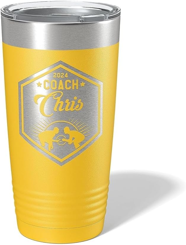Wrestling Coach gifts, Tumbler, Coach tumbler, Wrestling gifts, Coach Beer glass, Coach gift, Wrestling Coach, Coach gifts, Wrestling Coach (Wrestling Hexagon, Yellow, 20oz Tumbler)