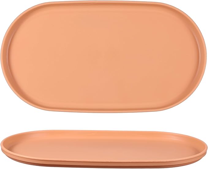 uxcell 2Pcs Fast Food Serving Trays, 12x6.6 Oval Reusable Restaurant Serving Trays for Kitchen Restaurant Coffee Fruit Burger Lunch Dessert, Pink