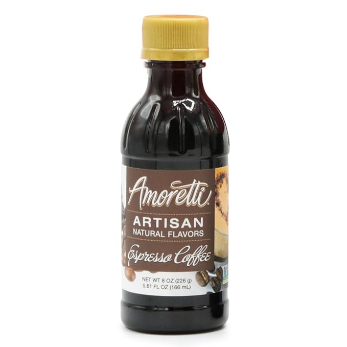 Amoretti - Natural Espresso Artisan Flavor Paste, 8 oz, Perfect For Ice Cream, Beverages, Cakes, and more, Preservative Free, Vegan, Gluten Free, No Artificial Sweeteners, Highly Concentrated