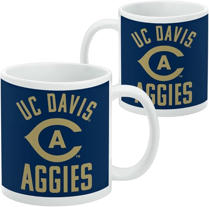 UC Davis Aggies Logo Ceramic Coffee Mug, Novelty Gift Mugs for Coffee, Tea and Hot Drinks, 11oz, White