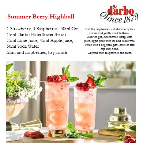 D'arbo Syrup Single Bottle Elderflower 500ml (16.9oz) Bottles From Austria