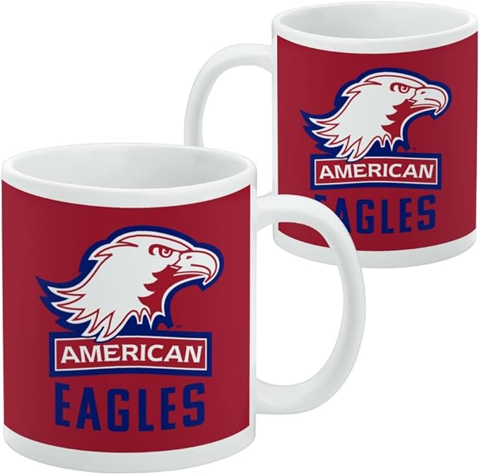 American University Eagles Logo Ceramic Coffee Mug, Novelty Gift Mugs for Coffee, Tea and Hot Drinks, 11oz, White