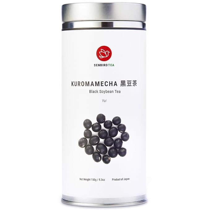 Senbird Premium Kuromamecha - Japanese Black Soybean Tea - From Hokkaido, Japan - Loose Leaf Kuromame in Airtight Tea Tin (5.3oz/150g)
