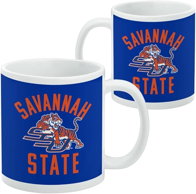 Savannah State University Tigers Logo Ceramic Coffee Mug, Novelty Gift Mugs for Coffee, Tea and Hot Drinks, 11oz, White