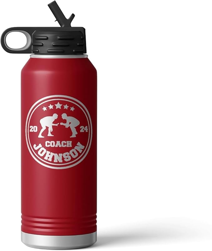 Wrestling Coach gifts, Tumbler, Coach tumbler, Wrestling gifts, Coach Beer glass, Coach gift, Coach gifts, Wrestling Coach (Wrestling Circle, Maroon, 32oz Water Bottle)