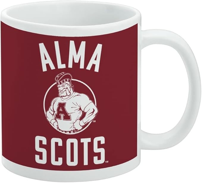 Alma College Scots Logo Ceramic Coffee Mug, Novelty Gift Mugs for Coffee, Tea and Hot Drinks, 11oz, White