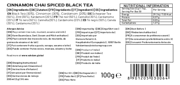 VAHDAM, Cinnamon Masala Chai Tea (50+ Cups,3.53oz) Ancient Cinnamon Tea Recipe | Spiced Chai Tea Loose Leaf | Brew Hot Black, Iced Or Chai Latte | Pure Unblended Loose Leaf Tea | Vacuum Sealed