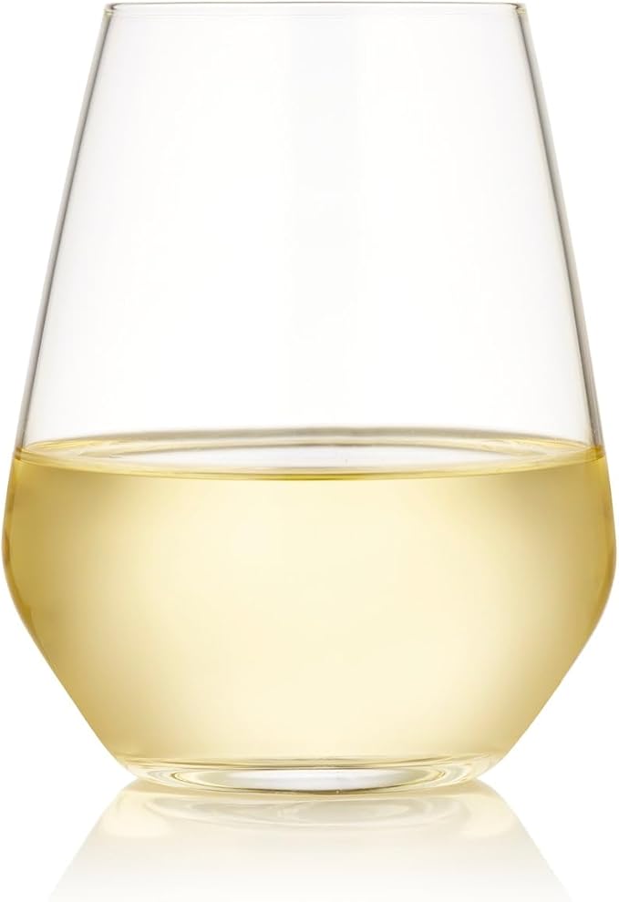 Libbey Signature Greenwich Stemless Wine Glasses, 18-Ounce, Set of 6, Made in USA, Dishwasher Safe, Angular Modern Stemless Glassware, Gift Box
