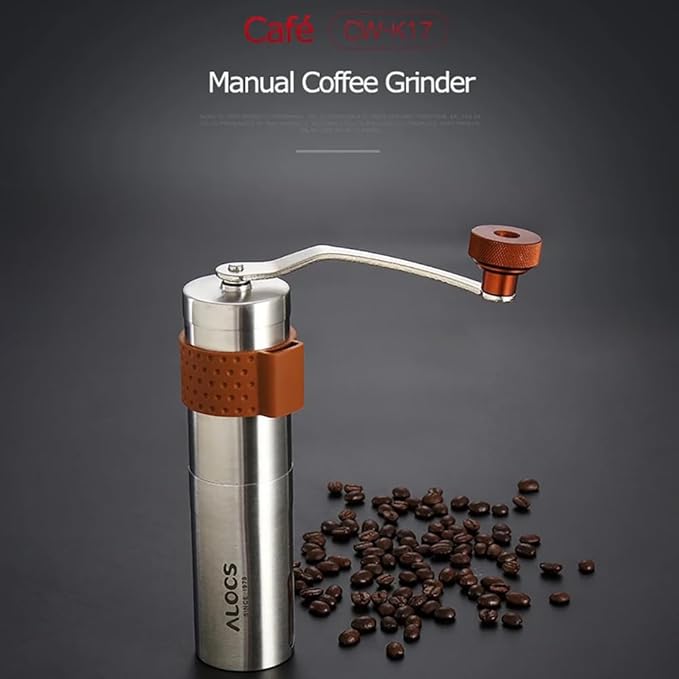 BlueField Lightweight Manual Coffee Bean Grinder, Hand Crank Coffee Grinder with Stainless Steel Conical Portable Coffee Grinders for Office, Travel and Camping (Silver)