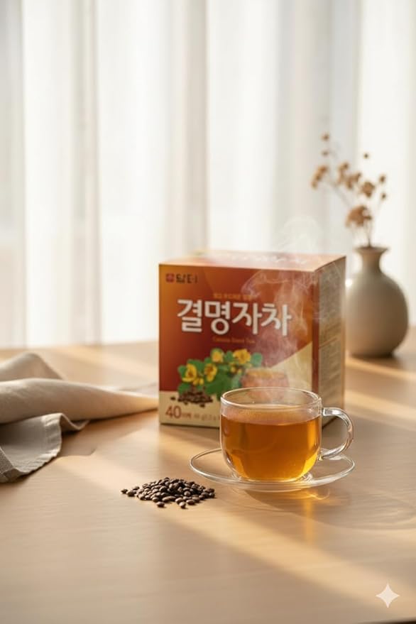Damtuh Cassia Seed Tea – Traditional Korean Herbal Tea, Smooth & Caffeine-Free, 40 Tea Bags (1.2g each, Pack of 2)