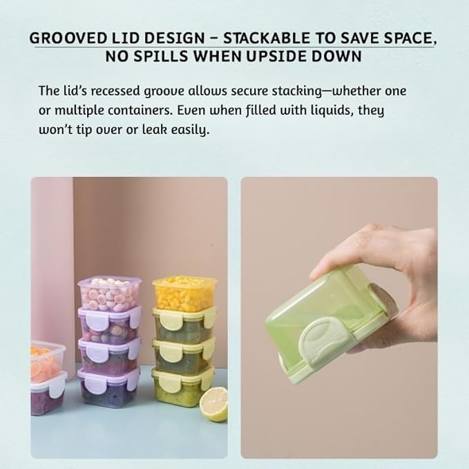 150 ml Food Storage Containers – BPA-Free Thickened PP, 4-Latch Airtight Lid, Freezer/Microwave/Dishwasher Friendly (Green)