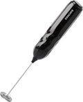 RAYONNER Milk Frother Handheld Fast Powerful Drink Mixer with Stainless Steel Whisk for Coffee, Battery Operated (Black)