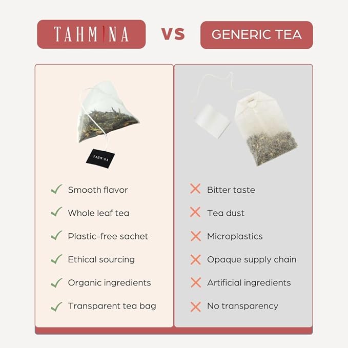 Tahmina Saffron Immunity Caffeine Free Tea: Calming Turmeric and Ginger with Afghan Saffron, 12 Biodegradable Pyramid Tea Bags, Makes 36 Cups of Tea (1 Pack)