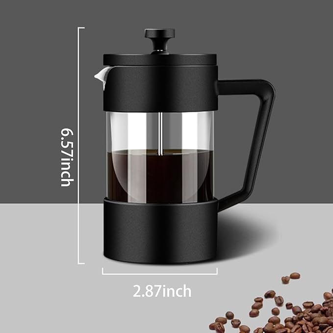 payanwin Hand Press French Press Moka Pot - 350ml Borosilicate Glass Coffee Maker, Portable Manual Espresso for Camping & Home Brewing