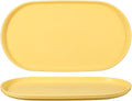 uxcell 2Pcs Fast Food Serving Trays, 12x6.6 Oval Reusable Restaurant Serving Trays for Kitchen Restaurant Coffee Fruit Burger Lunch Dessert, Yellow