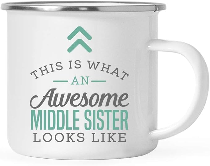 Andaz Press 11oz. Stainless Steel Campfire Coffee Mug Gift, This is What an Awesome Middle Sister Looks Like, 1-Pack, Birthday Gift Ideas Coworker Him Her, Includes Gift Box