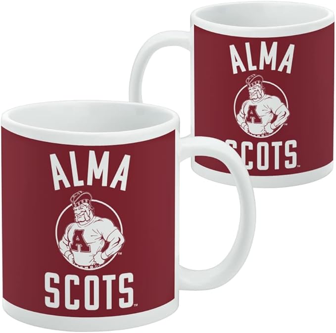 Alma College Scots Logo Ceramic Coffee Mug, Novelty Gift Mugs for Coffee, Tea and Hot Drinks, 11oz, White