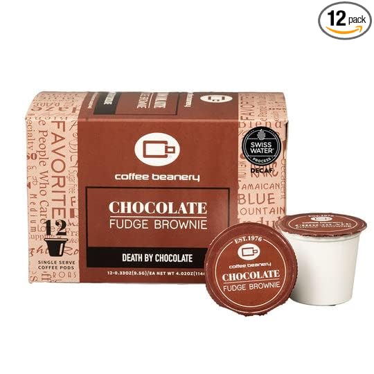 Chocolate Fudge Brownie Decaf Coffee Pods by Coffee Beanery | 12ct Medium Roast Arbica Coffee