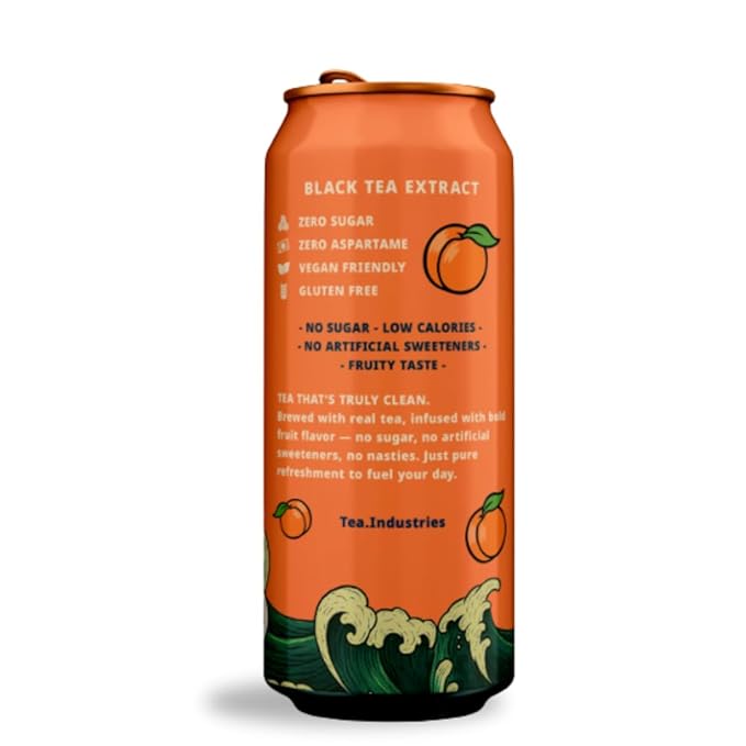 Green Tea with Peach Iced Tea – Sugar Free, Low Calorie Antioxidant Drink, Fruity Flavor, 16oz Cans (12-Pack)