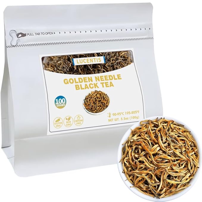 Yunnan Dianhong Black Tea – Golden Needle, 金针, GoldenTip, GoldenMonkey, 金丝, Golden Hair – Loose Leaf Chinese Red Tea, 100g / 3.53oz – Bold, Full-Bodied, Delicate and Naturally Sweet