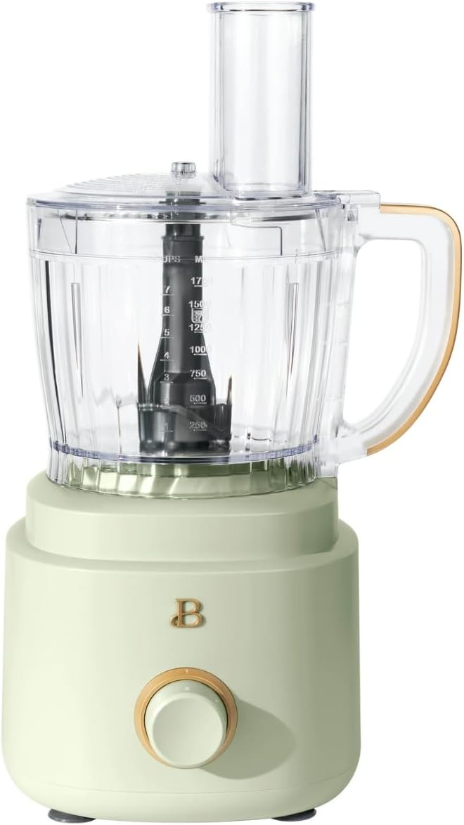 Beautiful 10‑Cup Food Processor ‑ 500 W, Variable Speed, Twist‑Lock, Dishwasher‑Safe Parts, Included Accessories (Sage Green)