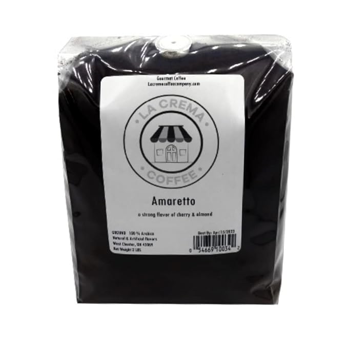 La Crema Coffee Amaretto 2-Pound Package | Top Notch Quality Coffee | Allergen Free | Gluten Free | Sugar Free | Always Roasted Fresh to Order