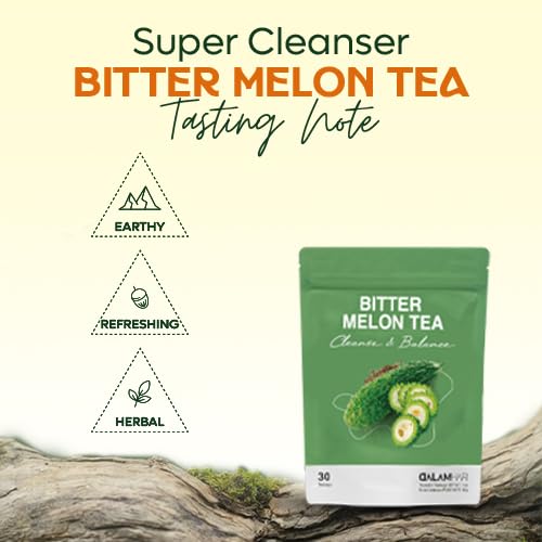 DALAMHARI Bitter Melon Tea 30T | Inulin Rich Sugar Balance & Colon Cleanse Functional Tea | 100% Korean Cerasee Momordica Charantia | Premium Hand Roast, Cold Brew Ready Triangle Teabags