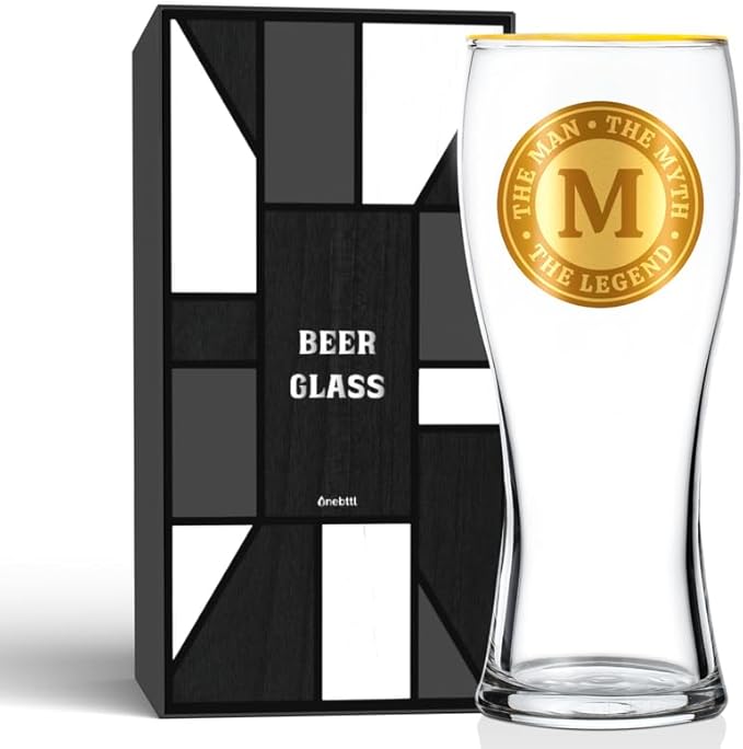 Personalized Beer Glass for Men, Funny Custom Alcohol Gifts for Beer Lovers, Unique Birthday Christmas Gifts for Him, the Man the Myth the Legend, M