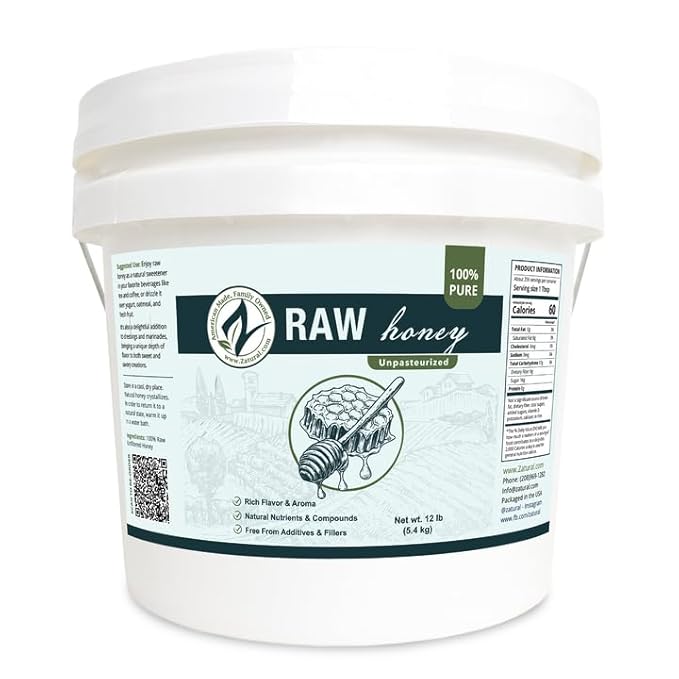 Zatural 100% Pure Natural Honey | Premium Unfiltered Sweetener & Food Ingredient | Ideal for Beverages, Baking & Culinary Use ~1 Gallon (12 Pounds)