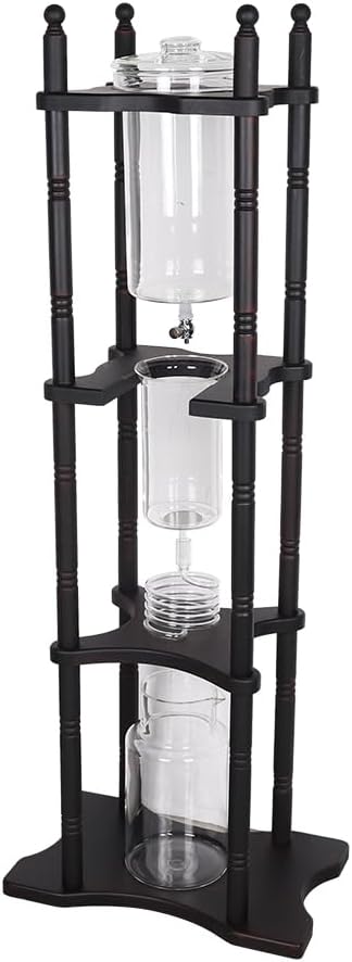 Ice Drip Coffee Maker Cold Brew Coffee Tower 67.6oz 25 Cups Slow Drip Japanese Cold Brew Maker (Black)