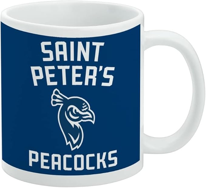Saint Peters University Peacocks Logo Ceramic Coffee Mug, Novelty Gift Mugs for Coffee, Tea and Hot Drinks, 11oz, White