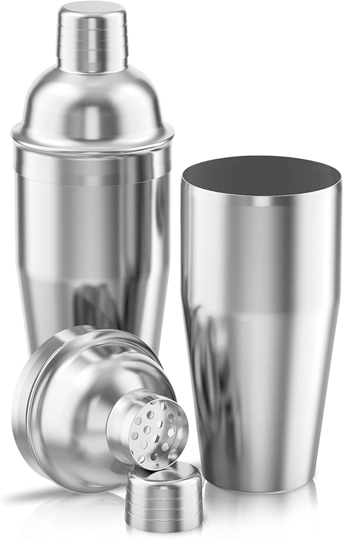 Cocktail Shaker with Double Measuring Jigger,Professional Stainless Steel 24oz Martini Shaker Set,Drink Built-In Strainer,Bartender Kit.