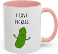 Cute Pickle Lovers Coffee Mug - I Love Pickles, Black Accent Mug, Funny Gift for Veggies Fans, Kitchen Decor, Unique Ceramic